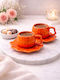 SteweHome SteweHome Set Tassen Kaffee Keramik Orange 100ml 4 Stück