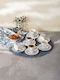 SteweHome Set Coffee Cups Made of Blue Porcelain 90ml 6 Pieces