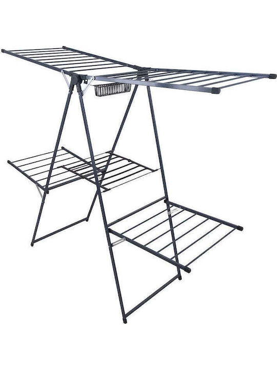 SteweHome Folding Floor Clothes Drying Rack Made of Metal with 27m Hanging Length