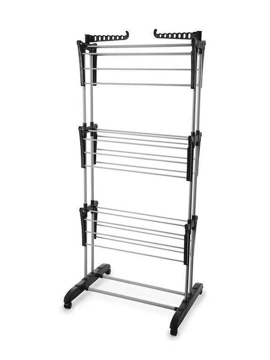 SteweHome Folding Floor Clothes Drying Rack Aluminum Hanging Length 20m