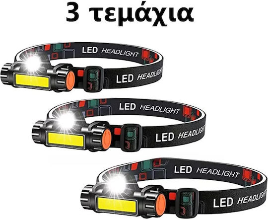 Rechargeable LED Head Flashlight IPX4 with Maximum Brightness 1200lm TC-62 3 Pieces