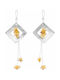 Ios Dangle Earrings Gold Plated Silver with Stones