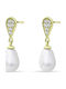 Ortaxidis Dangle Earrings from 14K Gold with Stones & Pearls