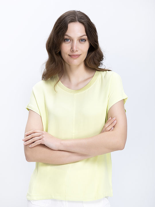 Bianca Di Bluza Damă Satin Mâneci Scurte Lime Bianca Di Bluza Damă Satin Mâneci Scurte Lime
