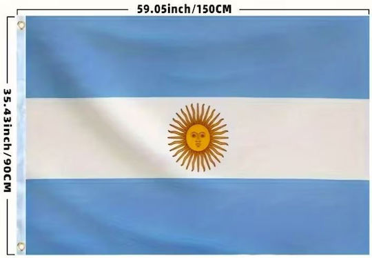 Flag of Argentina Polyester with a Stake 150x90cm