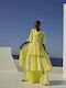 Stefanoudakis Summer Maxi Dress for Wedding Christening Drape Yellow