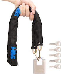 Hands Anti-theft Chain Bicycle Motorcycle Steel Covered Textile Sleeve 6 Mm X 1.2 M Locked 5 Keys Black