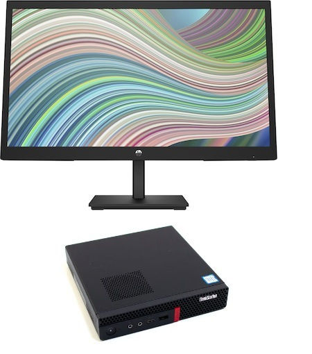 Lenovo ThinkStation P330 Tiny + HP V22ve G5 Refurbished Grade A (Core i3-9100T/8GB/128GB SSD/W11 Pro)