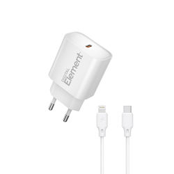 Element GaN Charger with USB-C Port and USB-C - Lightning Cable 20W Power Delivery White (CH-150PD)