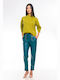 Hazel Pantaloni Dama Hazel Verde Costum în Linie Tapered
