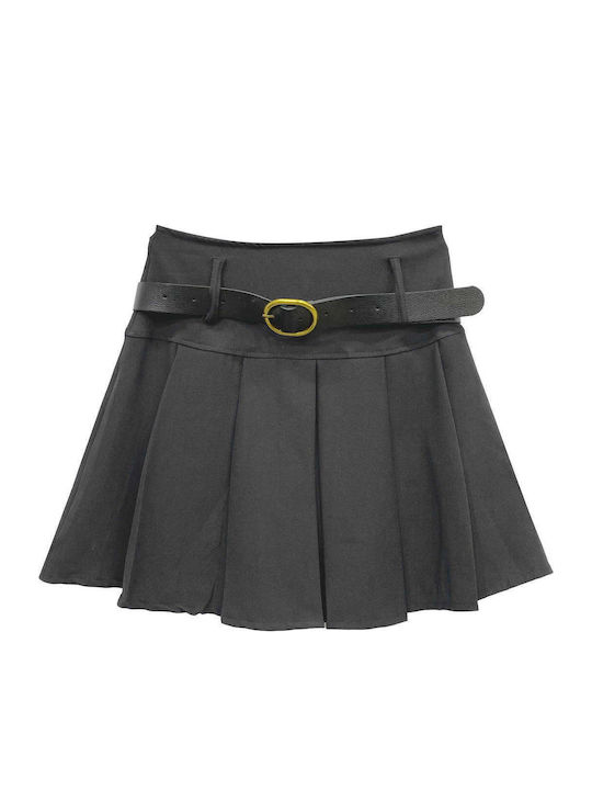 Ansin Pleated Mini Skirt Black