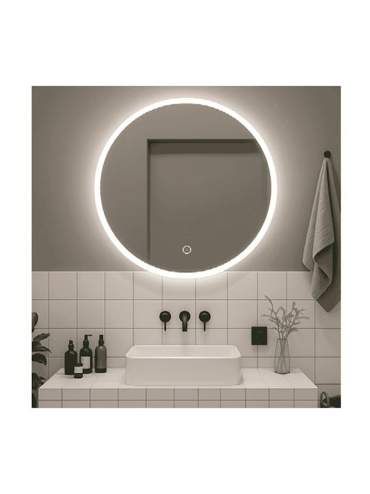 Karag Στρογγυλός Καθρέπτης Μπάνιου Led Αφής 80x80cm