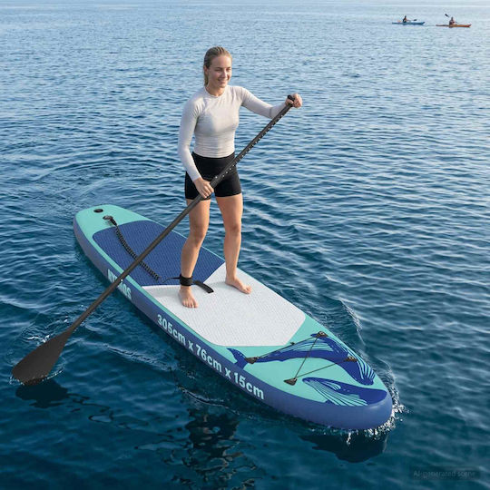 vidaXL Inflatable SUP Board with Length 3.05m Turquoise