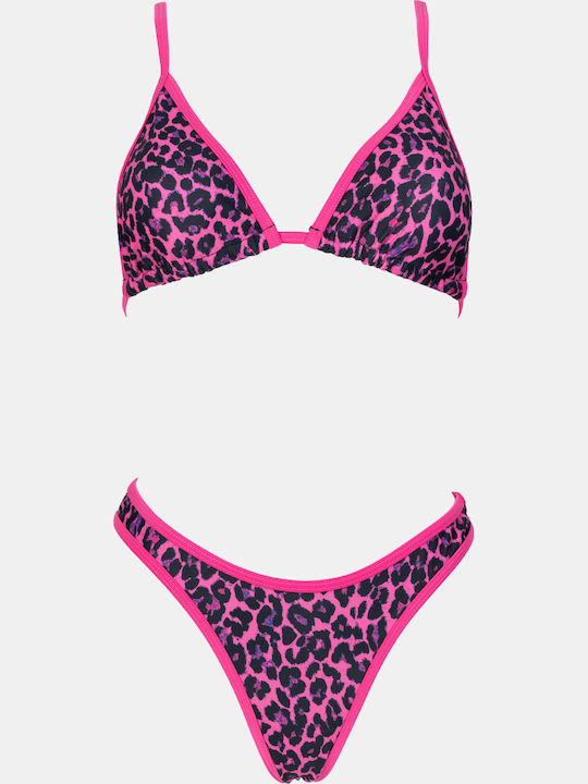 Decoro Bikini Set Triangle Animal Print Fuchsia