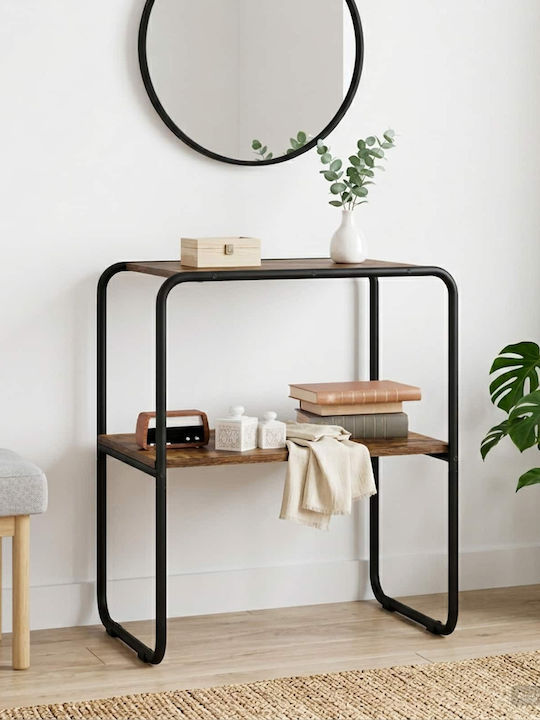 Console Table Made of Wood & Metal Smoked Oak W...