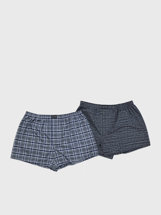 Kybbvs Ανδρικά Μποξεράκια Μαύρο/γκρι Καρό 2Pack