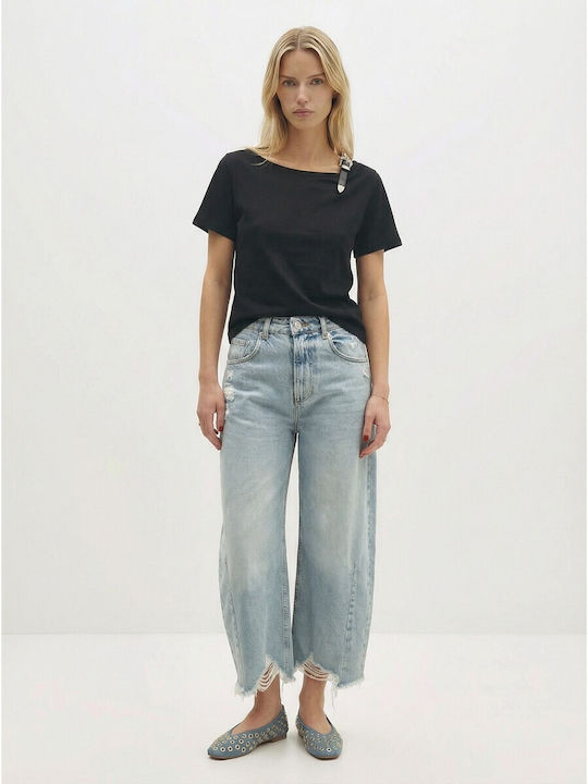 Blugi Damă Talie Înaltă Croială Relaxată 22POLLINA-Light Blue Denim