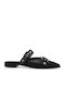 Flat Δερμάτινα Mules σε Μαύρο Χρώμα