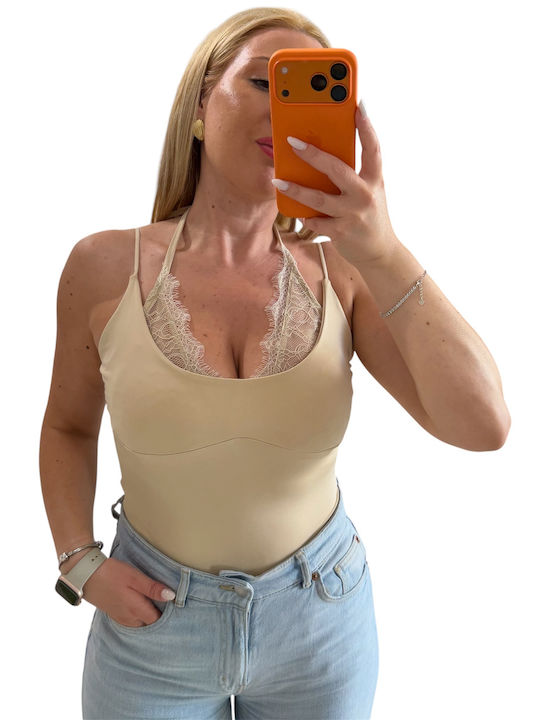 Irene Vilou Body Bej cu Dantelă