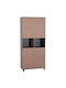 Βιβλιοθήκη Mavix Γκρι-καρυδι 80x40x180εκ.