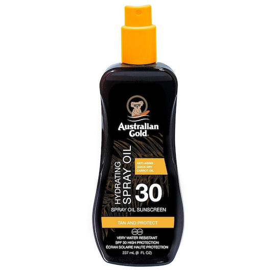 Australian Gold Hydrating Spray Oil Αδιάβροχο Αντηλιακό Λάδι Σώματος SPF30 σε Spray 237ml