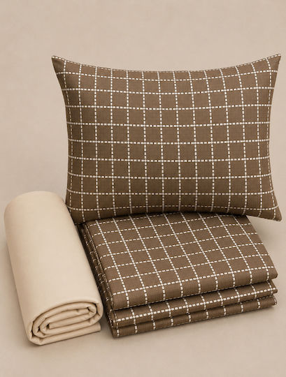 Comfort Σετ Σεντόνια Μονά 165x270εκ. Καφέ (3τμχ)