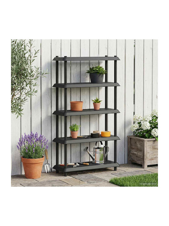 Plastic Shelving Unit With 5 Grey Shelves 100x4...