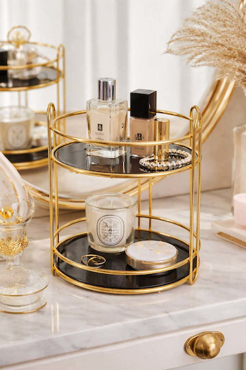 Stewehome 2 Tier Gold Metal Organizer Presentation Serving Multicolour 27.5 Cm