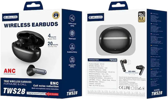 Jellico In-ear Bluetooth Handsfree Earphones with Charging Case Black