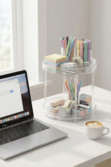 Stewehome Double Rotating Bathroom Kitchen Organizer Acrylic Transparent