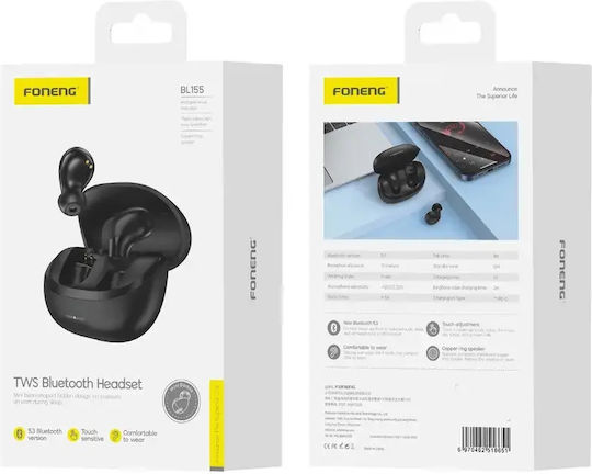Foneng BL155 Căști Bluetooth Handsfree In-ear cu Husă de Încărcare Negre