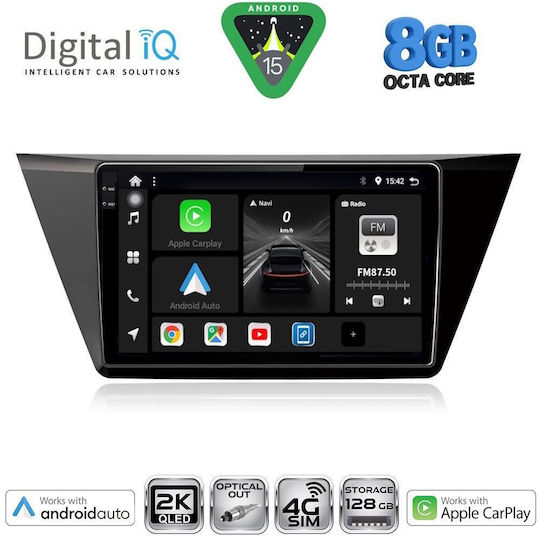 Digital IQ Car Audio System for Volkswagen Touran 2016 (Bluetooth/USB/WiFi/GPS/Apple CarPlay/Android Auto) with 10" Touch Screen