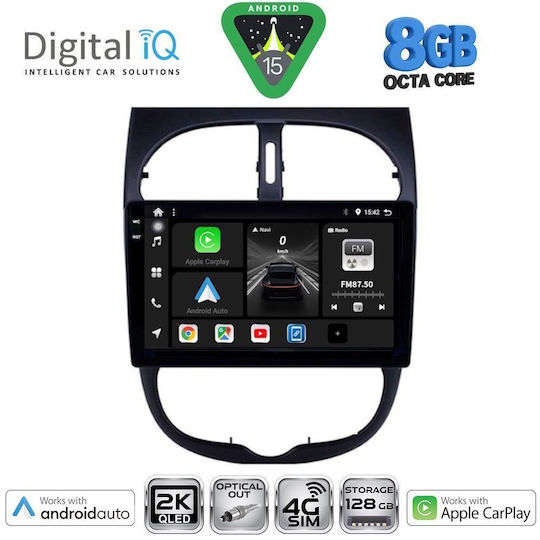 Digital IQ Ηχοσύστημα Αυτοκινήτου για Peugeot 206 1998-2006 (Bluetooth/USB/WiFi/GPS/Apple-Carplay/Android-Auto) με Οθόνη Αφής 9"