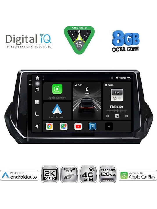 Digital IQ Car Audio System for Peugeot 208 2008 (Bluetooth/USB/WiFi/GPS/Apple CarPlay/Android Auto) with 9" Touch Screen