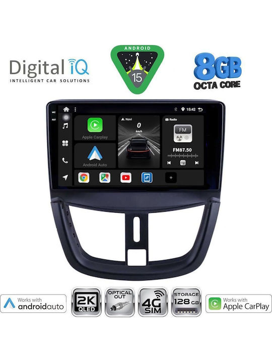 Digital IQ Car Audio System for Peugeot 207 2007-2014 Bluetooth USB WiFi GPS Apple CarPlay Android Auto with 9" Touch Screen
