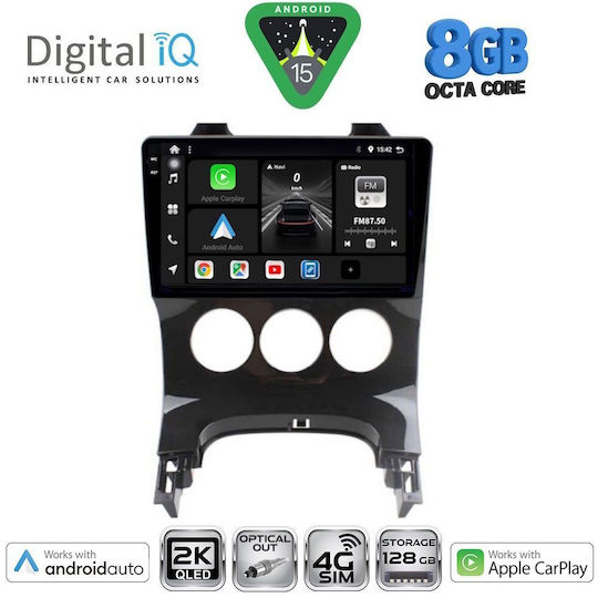 Digital IQ Ηχοσύστημα Αυτοκινήτου για Peugeot 3008 2008-2016 με A/C (Bluetooth/USB/WiFi/GPS/Apple-Carplay/Android-Auto) με Οθόνη Αφής 9"