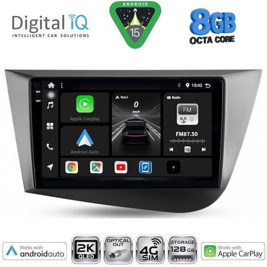 Digital IQ Car Audio System for Seat Leon 2005-2012 with Clima (Bluetooth/USB/WiFi/GPS/Apple CarPlay/Android Auto) with 9" Touch Screen