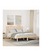Double Bed Made of Solid Wood Beige with Slats for Mattress 160x220cm