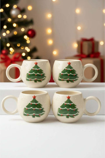 SteweHome Set Christmas Ceramic Mugs 250ml 4 Pieces