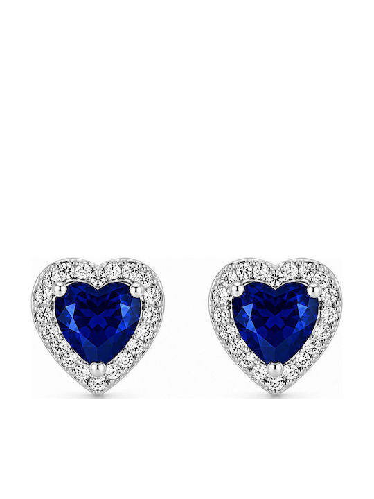 Jooliete Silver Stud Earrings with Blue Stones