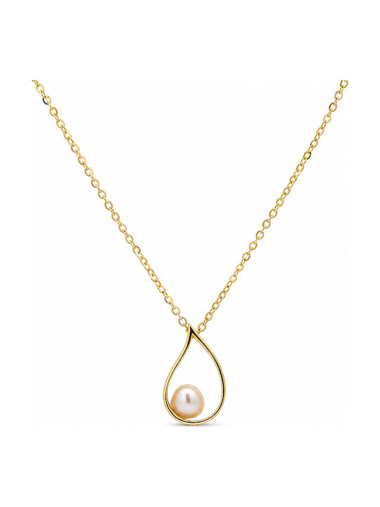 Daskalakis Halskette mit Träne-Design aus 9K Gold mit Perlen