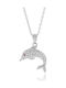 Jools Silber Halskette mit Zirkon Fuchsia