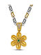 Dimitrios Exclusive Necklace With Flower Design In Gold Plated Silver Green