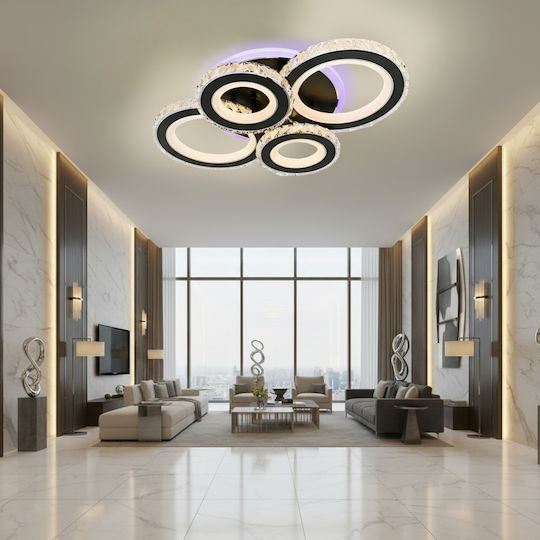 Alista Home Ceiling Mount Light Black with Integrated LED and Crystals and Remote Control