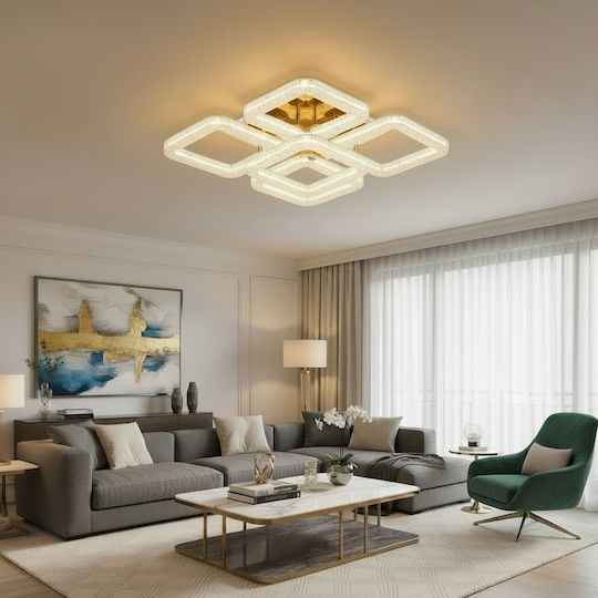 Alista Home Ceiling Flush Mount Light Gold with Integrated LED and Crystals and Remote Control