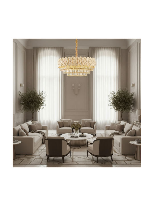 Alista Home Πολυέλαιος 15xE14 Ø80cm με Κρύσταλλα Χρυσός AT1CT-IM1P-HT2L-CC7005/800WH
