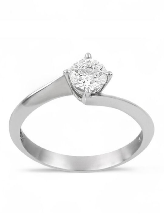Etho Messina Single Stone Ring In 14K White Gold With Diamond