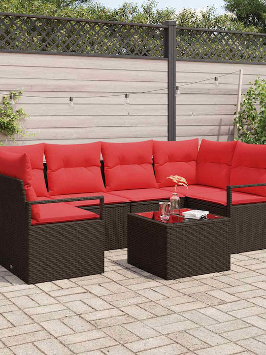 Set Cameră De Zi Pentru Exterior 7 Piese Bej Cu Perne