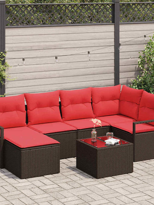 Garten- und Outdoor-Möbelsets Typsatz Wohnzimmer 7 Stück Kaffee mit Kissen