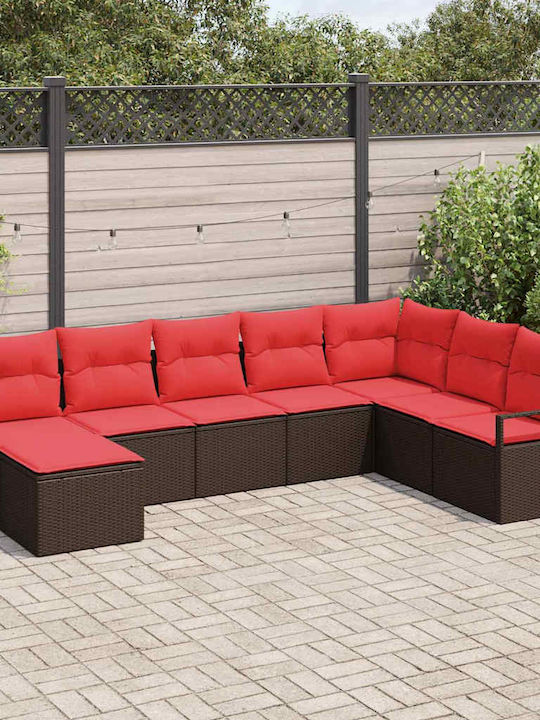 Set Cameră De Zi Pentru Exterior 8 Piese Maro Cu Perne